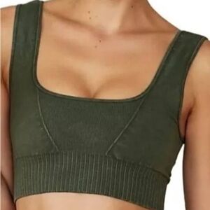 FP Movement by Free People Good Karma Square neck sports bra olive green NWT
